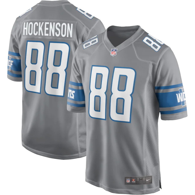 mens nike tj hockenson silver detroit lions game jersey